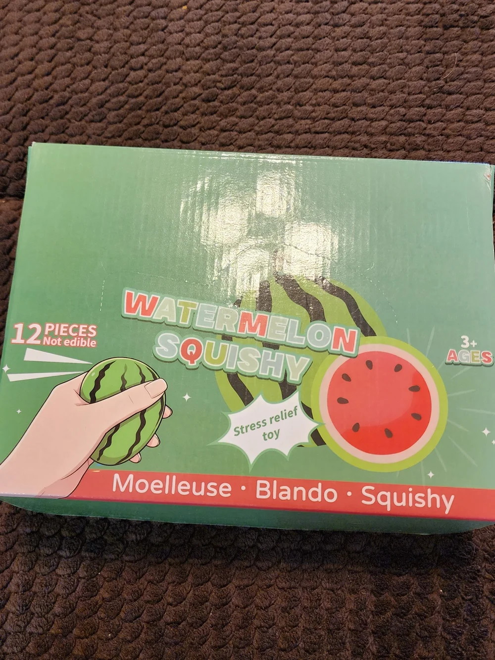 CASE OF 12  Watermelon Squishy Stress Relief Toy 